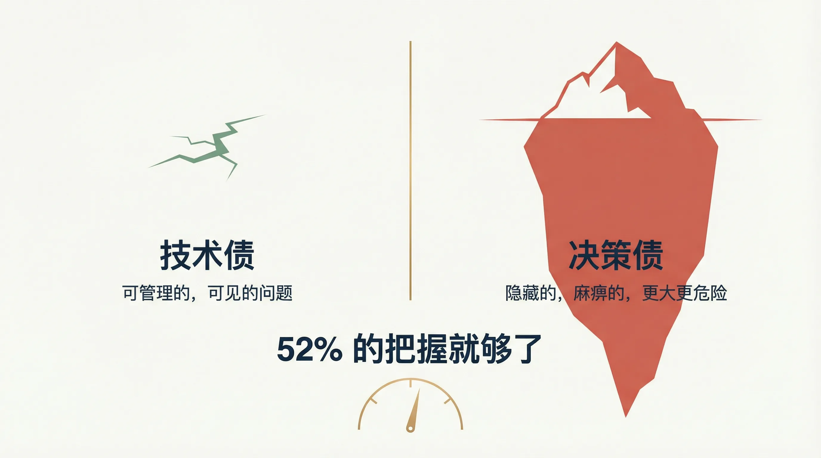 决策债 vs 技术债：52% 就够了