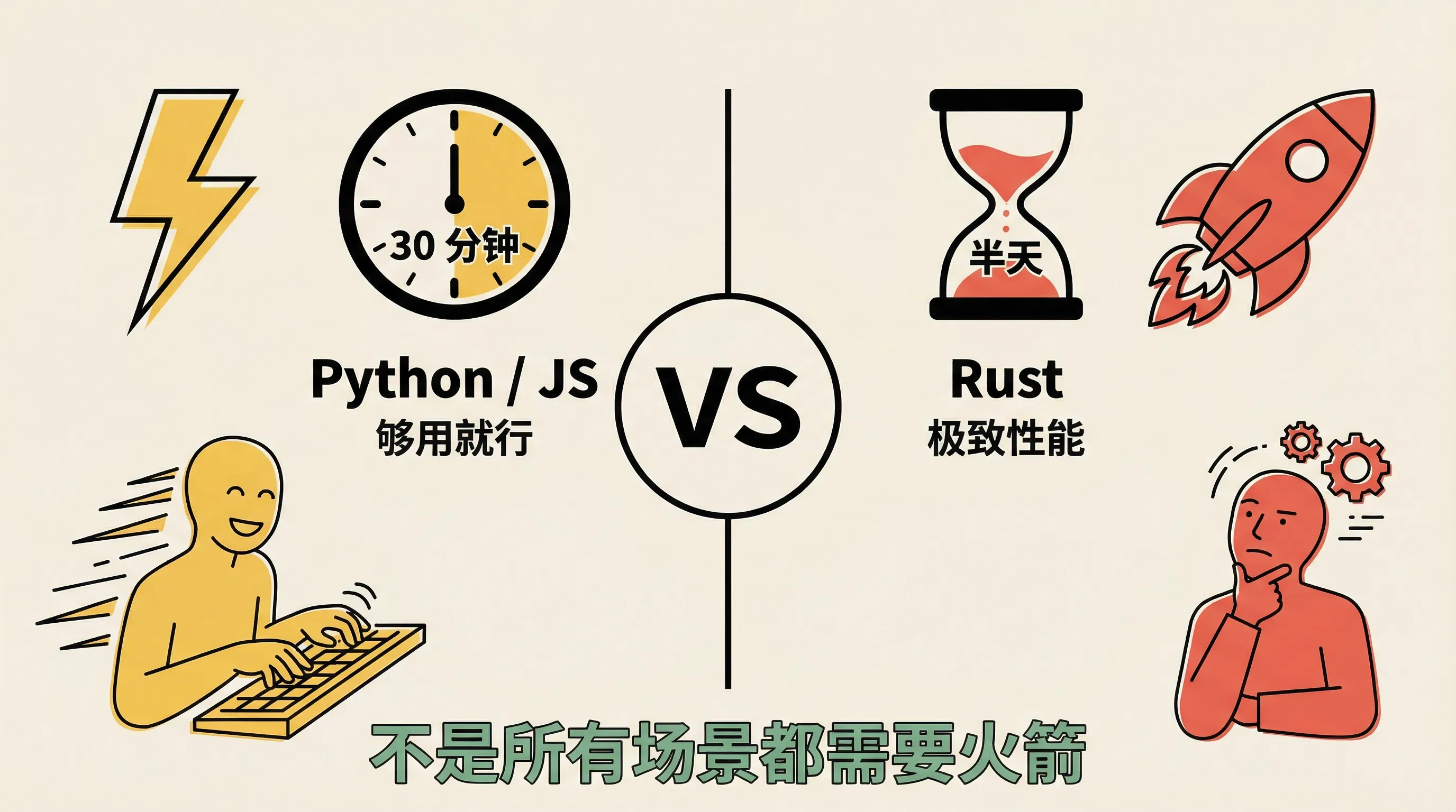 Rust vs Python/JS 的权衡：极致性能 vs 开发速度